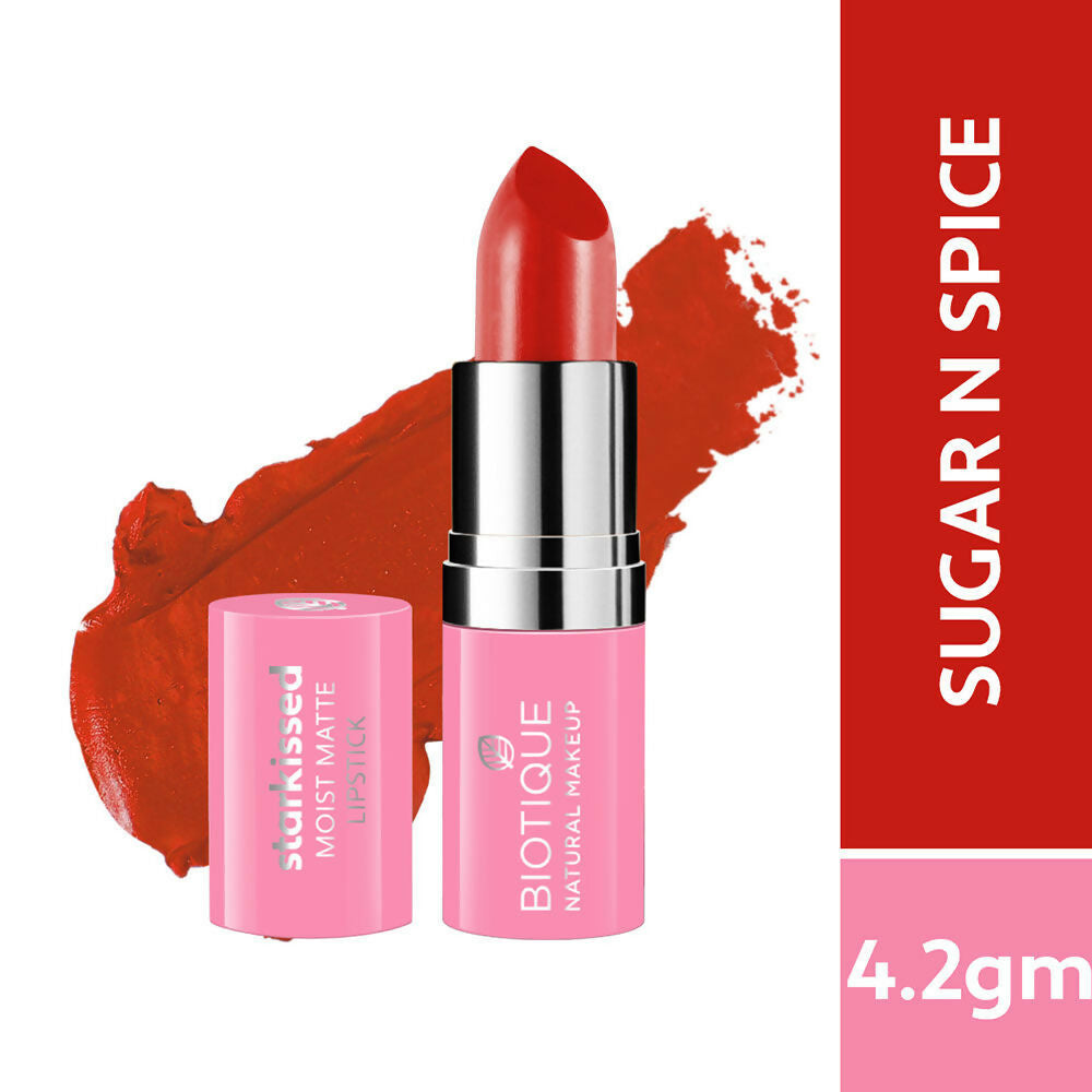 Biotique Starkissed Moist Matte Lipstick - Sugar N Spice | Grocsy