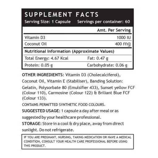 Inlife Vitamin D3 1000 IU Capsules | Grocsy