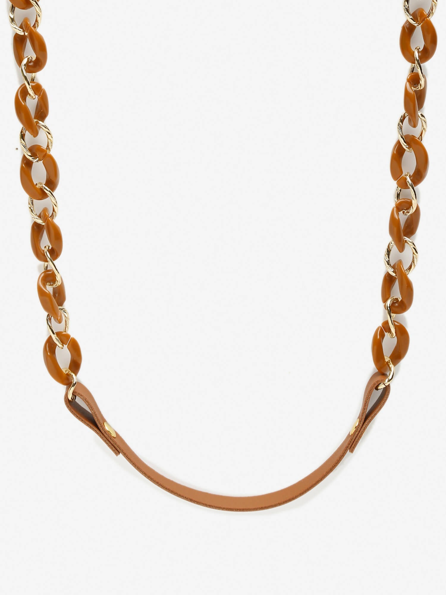 Women's Pack Of 2 Brown Gold Toned Beaded Mask Chains - Ruby Raang | Grocsy