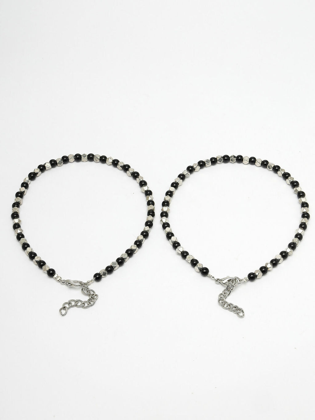 NVR Women's Evil Eye Black & Silver Anklets | Grocsy