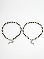 NVR Women's Evil Eye Black & Silver Anklets | Grocsy