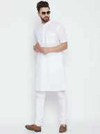 Even Apparels White Color Pure Cotton Men's Kurta With Band Collar | Grocsy