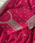 KC Rani Pink Georgette Straight Suit With Heavy Embroidery | Grocsy