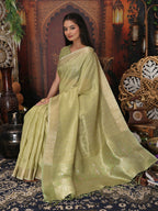 Shree Shyam Fashion Organza Mhendi Green Saree | Grocsy