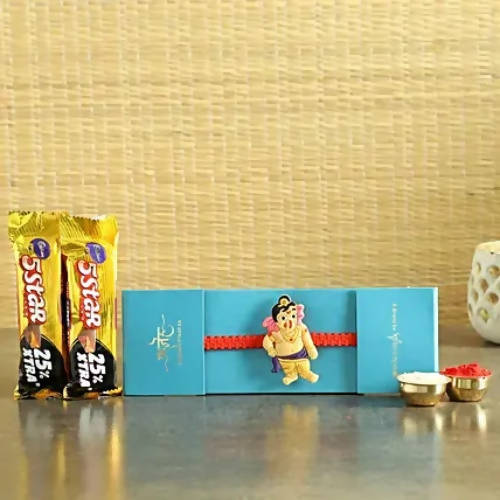 Bal Ganesha Rakhi & Five Star Chocolates | Grocsy