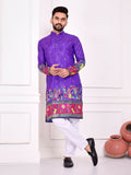 Anaita Violet Dola Silk Straight Kurta With Foil Work | Grocsy