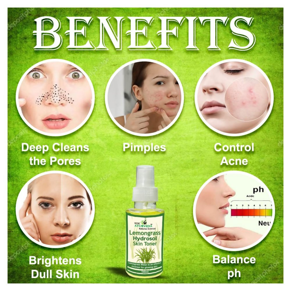 VedicAyurveda Glycerine With Lemongrass Hydrosol Skin Toner | Grocsy