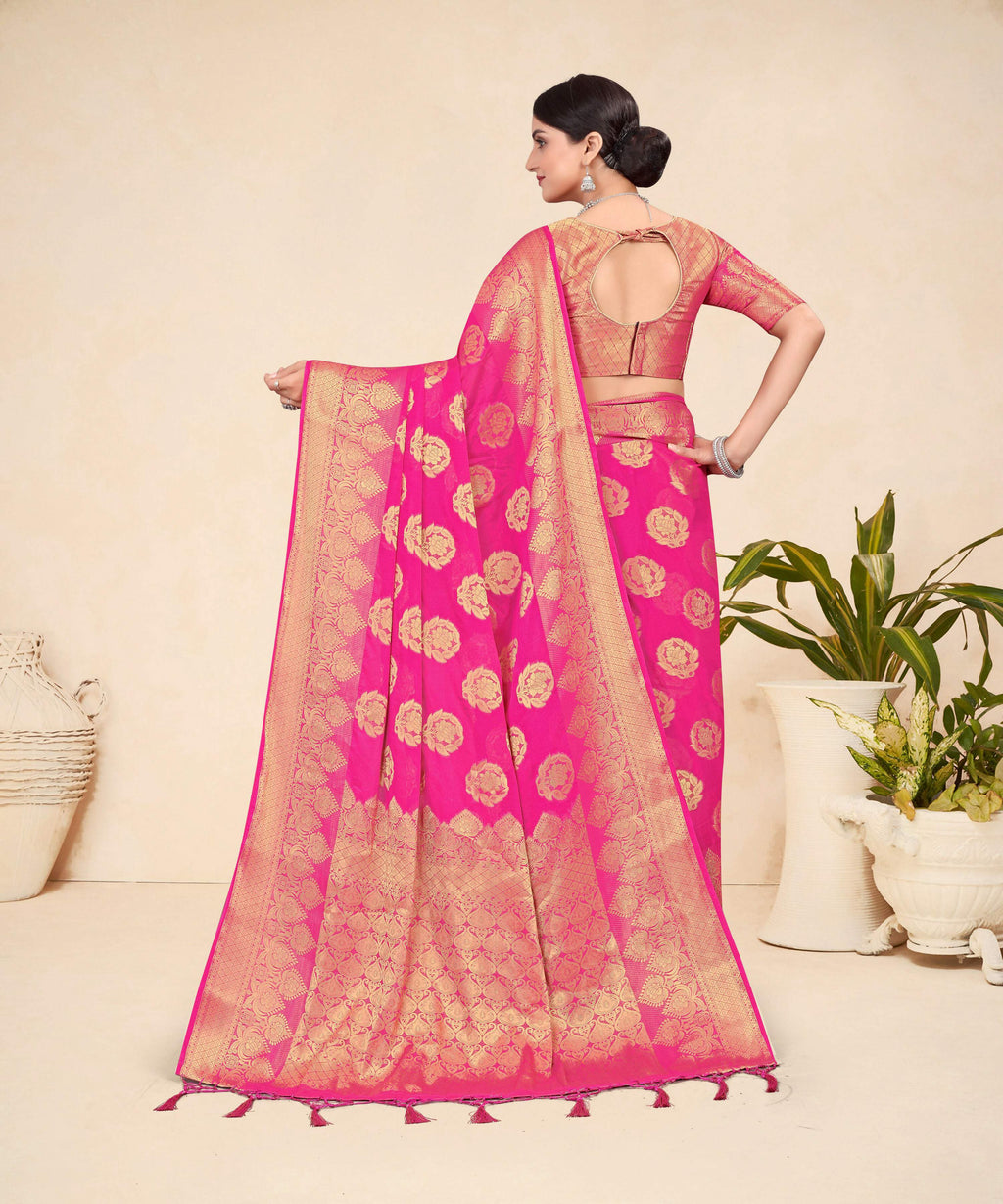 Pink Viscose Weaving Designer Saree - Vandini | Grocsy
