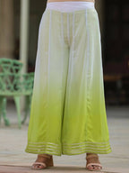 Juniper Women Green Georgette Embroidered Kurta, Palazzo and Dupatta Set | Grocsy