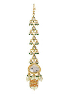 Green Maharani Kundan Neckpiece with Earrings and Maang Tikka- Ruby Raang | Grocsy