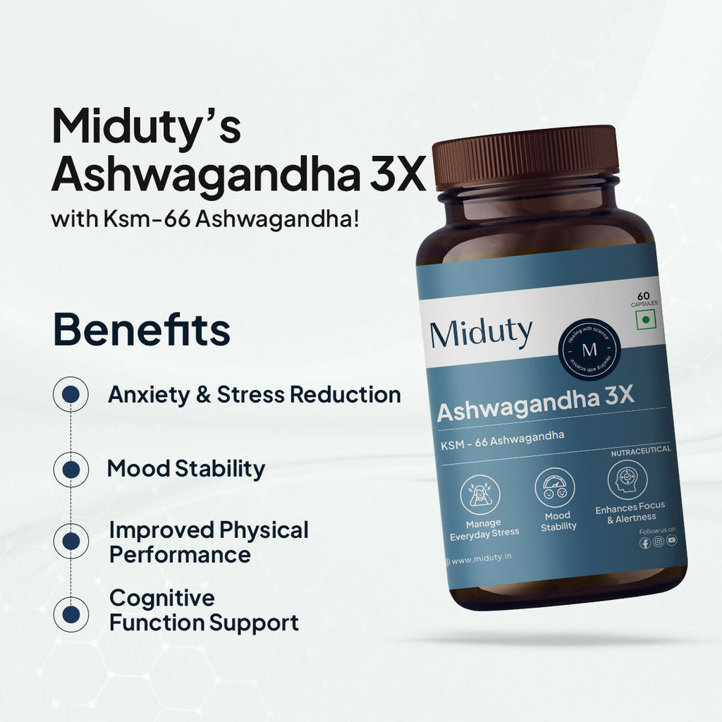 Miduty KSM 66 Ashwagandha 3x capsules | Grocsy