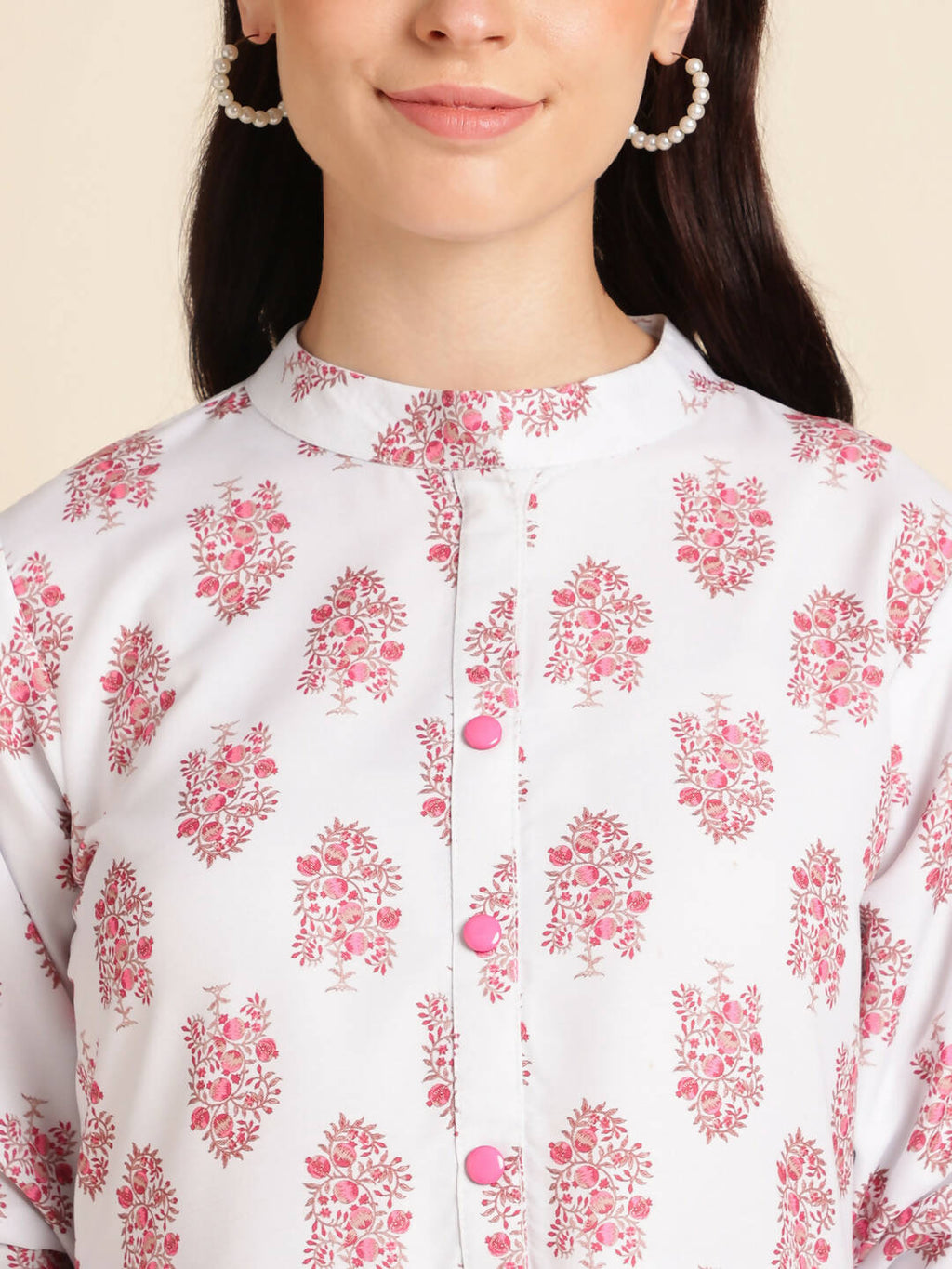 White Poly Rayon Digital Printed A-line Top - Tarini | Grocsy