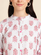 White Poly Rayon Digital Printed A-line Top - Tarini | Grocsy