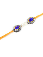 Designer kundan Rakhi - Ruby Raang | Grocsy