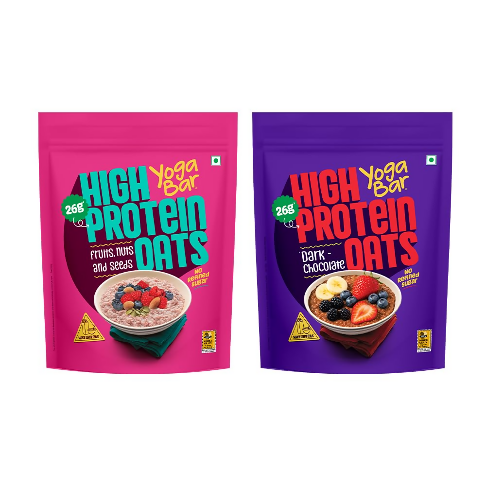 Yoga Bar 26g High Protein Oats Combo - Dark Chocolate, Fruits Nuts and Seeds | Grocsy