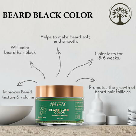 Ivory Natural Beard Black Color Organic - Instant Natural Plant Based Beard Color Powder | Grocsy