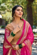 Vastranavya Kalamkari Print With Foil Print Lehenga with Unstitched Printed Blouse - Mustard | Grocsy