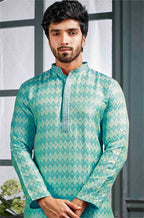 Joban Fashion Men's Sky Blue Poly Jacquard Kurta Pajama | Grocsy