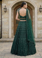 Lehenga Mart Green Net Designer Bollywood Style Wedding Wear Lehenga Choli | Grocsy