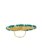 NVR Women's Traditional Ethnic Kundan Meenakari Gold-Polished Ajustable Finger Ring | Grocsy