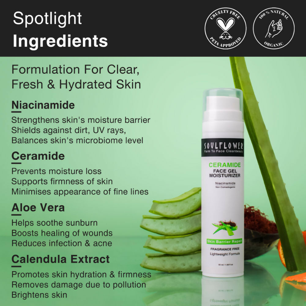Soulflower Ceramide Face Gel Moisturizer | Grocsy
