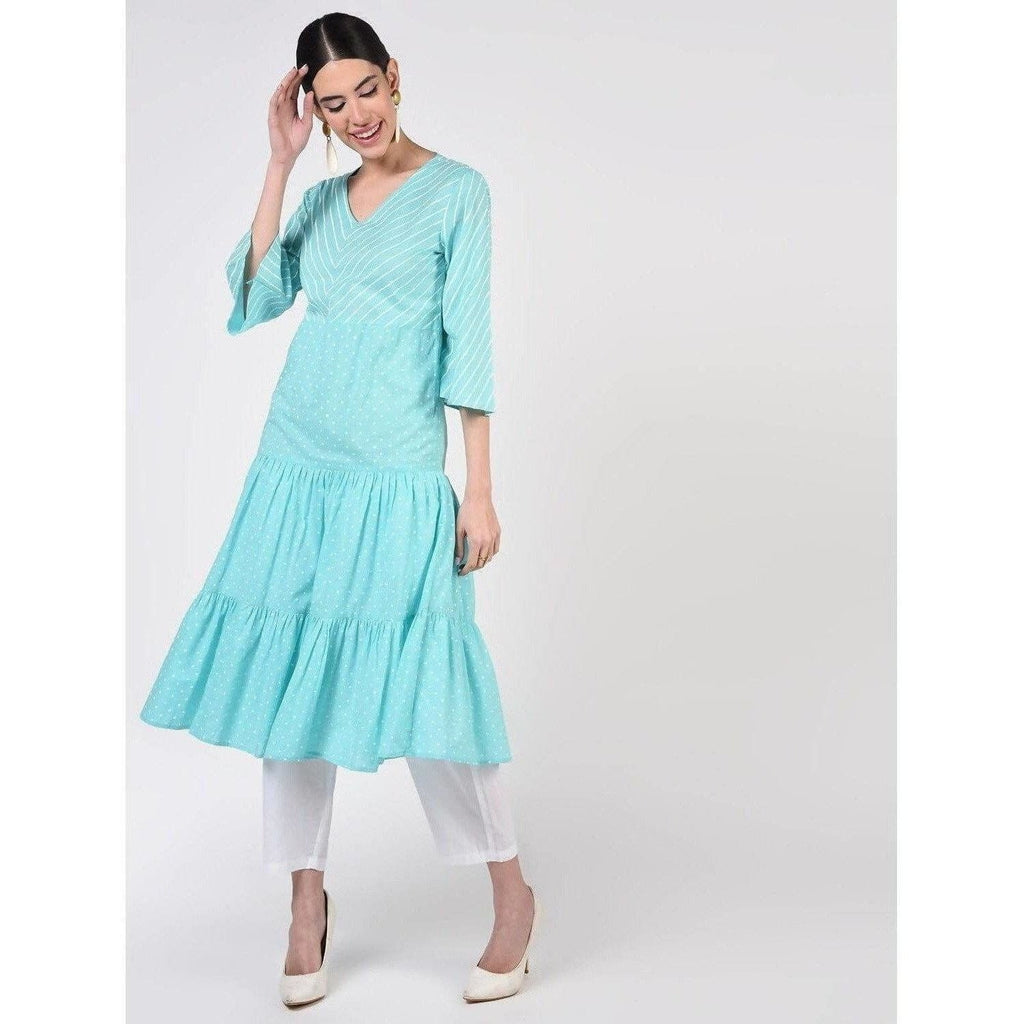 Cheera Women's A-Line Khadi Print Kurta (CH072K) | Grocsy