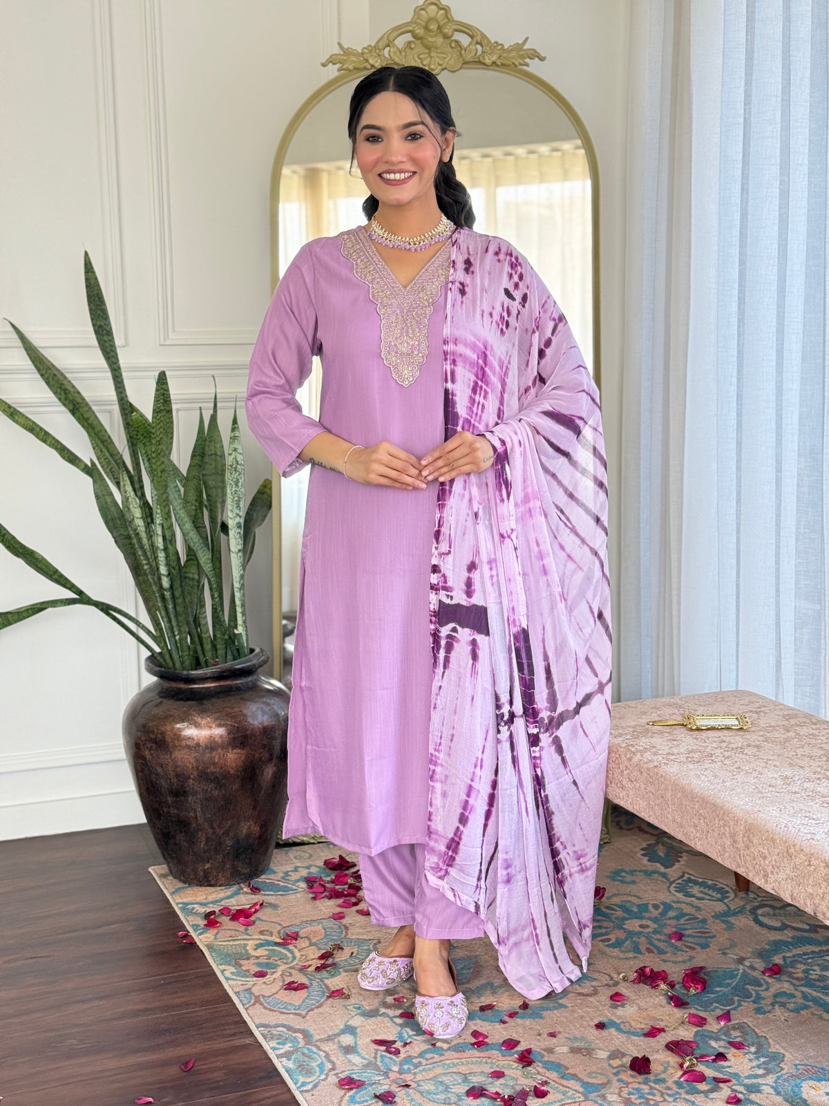 Teeya Creation Baby Pink Colour Viscose Slub Embroidery Work Fully Stitched Kurti Set | Grocsy
