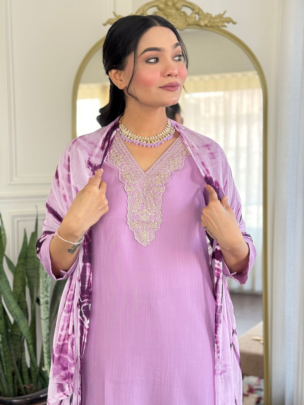 Teeya Creation Baby Pink Colour Viscose Slub Embroidery Work Fully Stitched Kurti Set | Grocsy