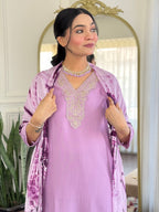 Teeya Creation Baby Pink Colour Viscose Slub Embroidery Work Fully Stitched Kurti Set | Grocsy