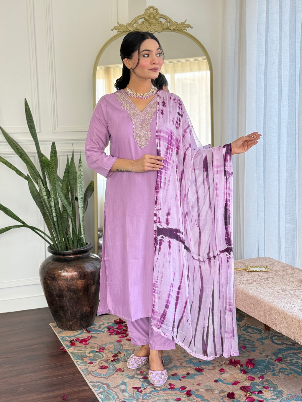 Teeya Creation Baby Pink Colour Viscose Slub Embroidery Work Fully Stitched Kurti Set | Grocsy