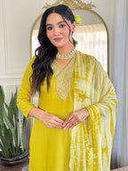 Teeya Creation Liril Colour Viscose Slub Embroidery Work Fully Stitched Kurti Set | Grocsy