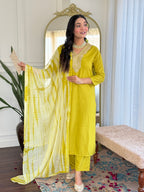 Teeya Creation Liril Colour Viscose Slub Embroidery Work Fully Stitched Kurti Set | Grocsy