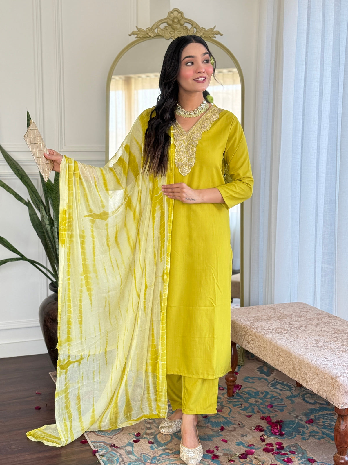 Teeya Creation Liril Colour Viscose Slub Embroidery Work Fully Stitched Kurti Set | Grocsy