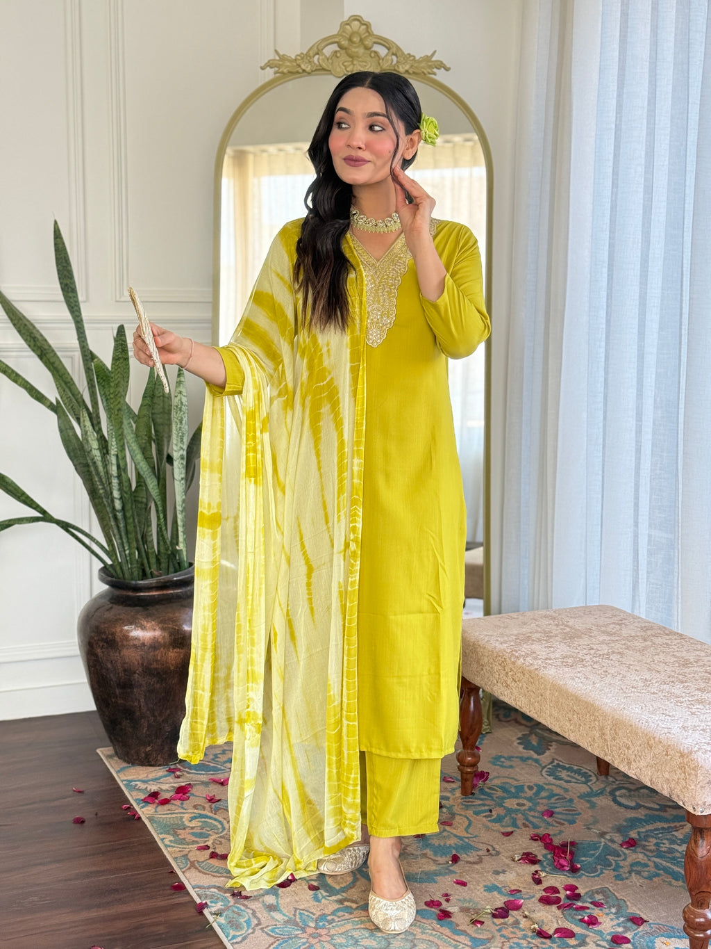 Teeya Creation Liril Colour Viscose Slub Embroidery Work Fully Stitched Kurti Set | Grocsy