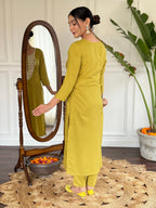 Teeya Creation Liril Colour Viscose Slub Embroidery Work Fully Stitched Kurti Set | Grocsy