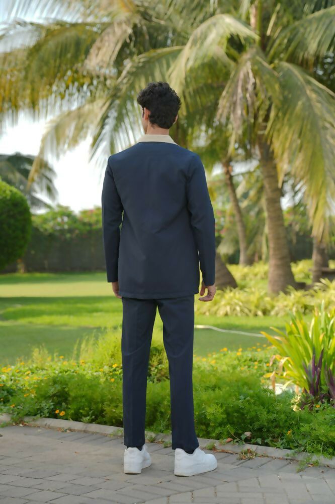 Duo Draft Navy Blue Shacket by Hilo Design | Grocsy