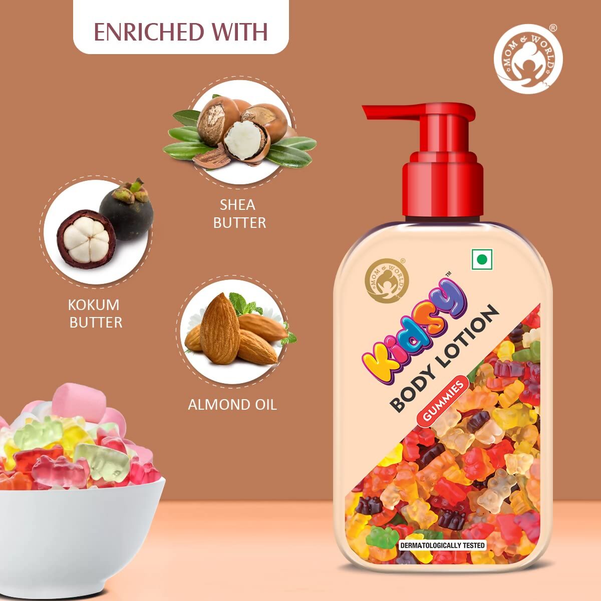 Mom & World Kidsy Gummies Moisturising Body Lotion | Grocsy