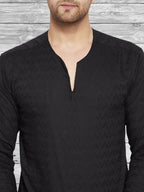 Even Apparels Men's Rayon Black Kurta | Grocsy