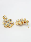 NVR Women's Gold-Polished Kundan 2 Layered Handcrafted Jewellery Sets With Drop Earrings | Grocsy