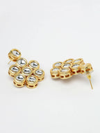 NVR Women's Gold-Polished Kundan 2 Layered Handcrafted Jewellery Sets With Drop Earrings | Grocsy