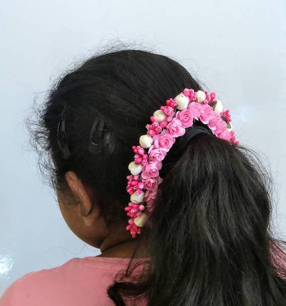 Pink Flower Hair Gajra | Grocsy