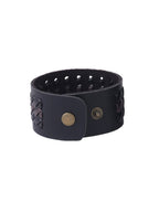 NVR Men's Set of 2 Black Leather Bracelet | Grocsy