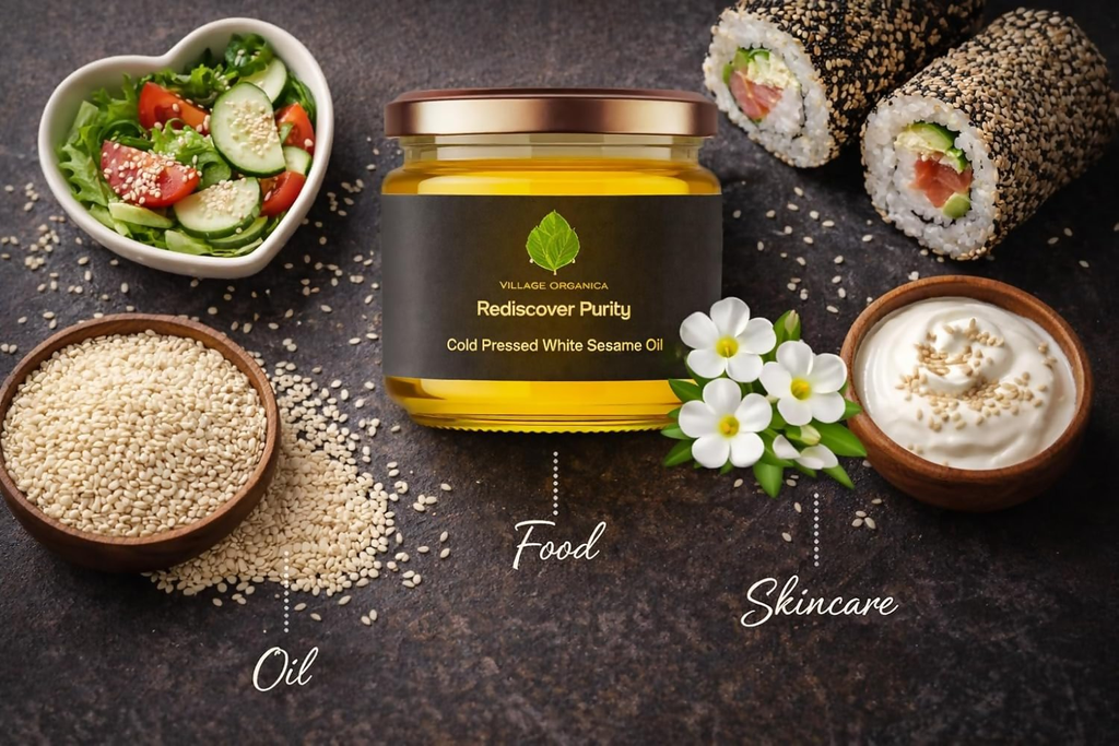 Village-Organica White Sesame Oil | Grocsy