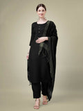 Jyoti Fashion Women's Black Cotton Blend Embroidery & Sequence work Kurta with Trouser & Dupatta | Grocsy