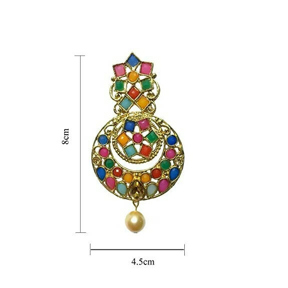 Tiaraa Multicolor Stone Golden Fashion Earrings - Swadesiicart