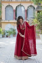 Joban Fashion Maroon Georgette Sequence Embroidery Work Kurta Set | Grocsy