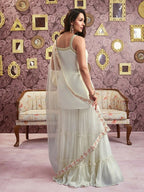 Vastranavya Malaika Arora Cream Georgette Embroidered Sequins Palazzo Suit | Grocsy