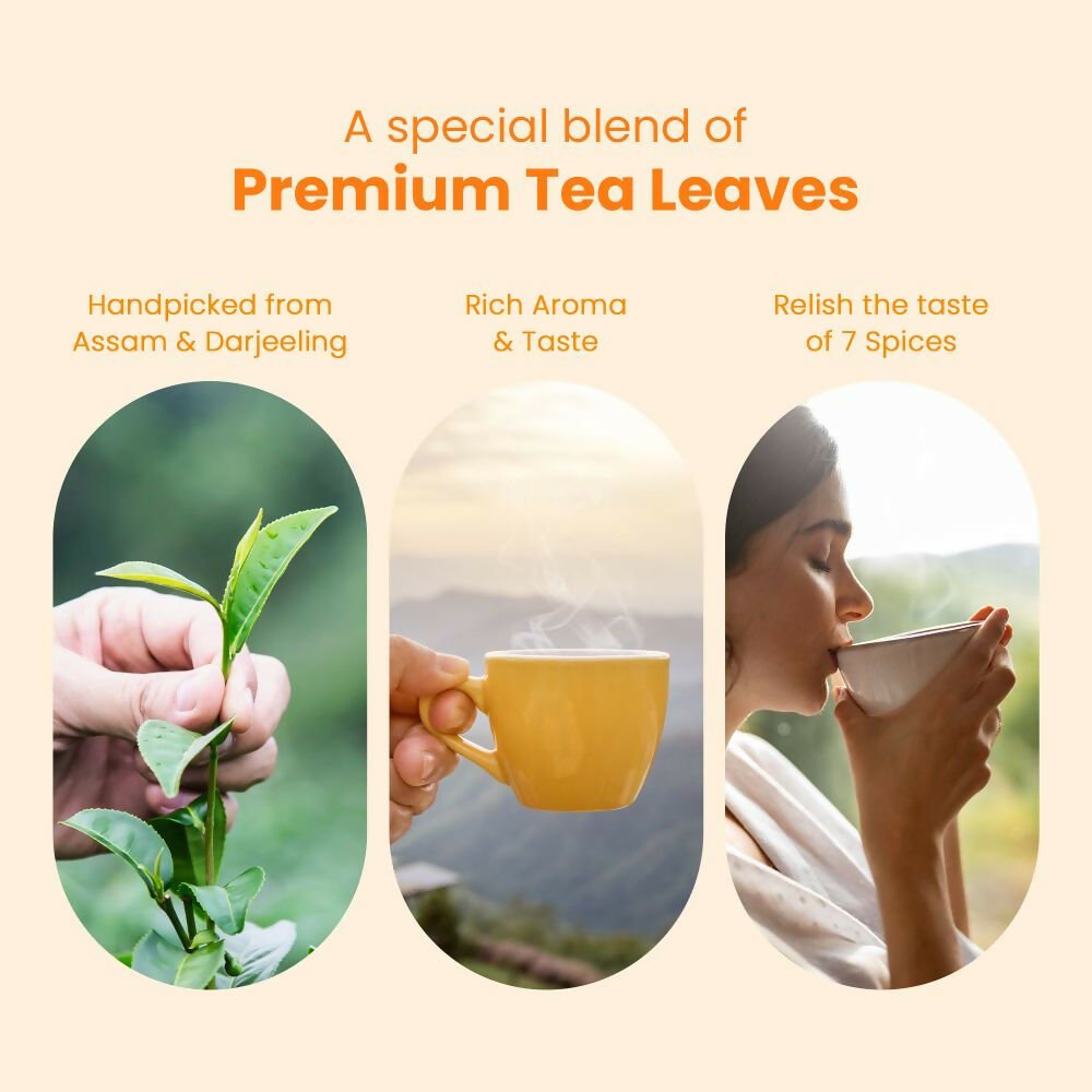 Auric Kadak Moringa Masala Tea - Black Tea from Assam & Darjeeling with Real Spices (Cardamom, Ginger, Black Pepper) | Grocsy