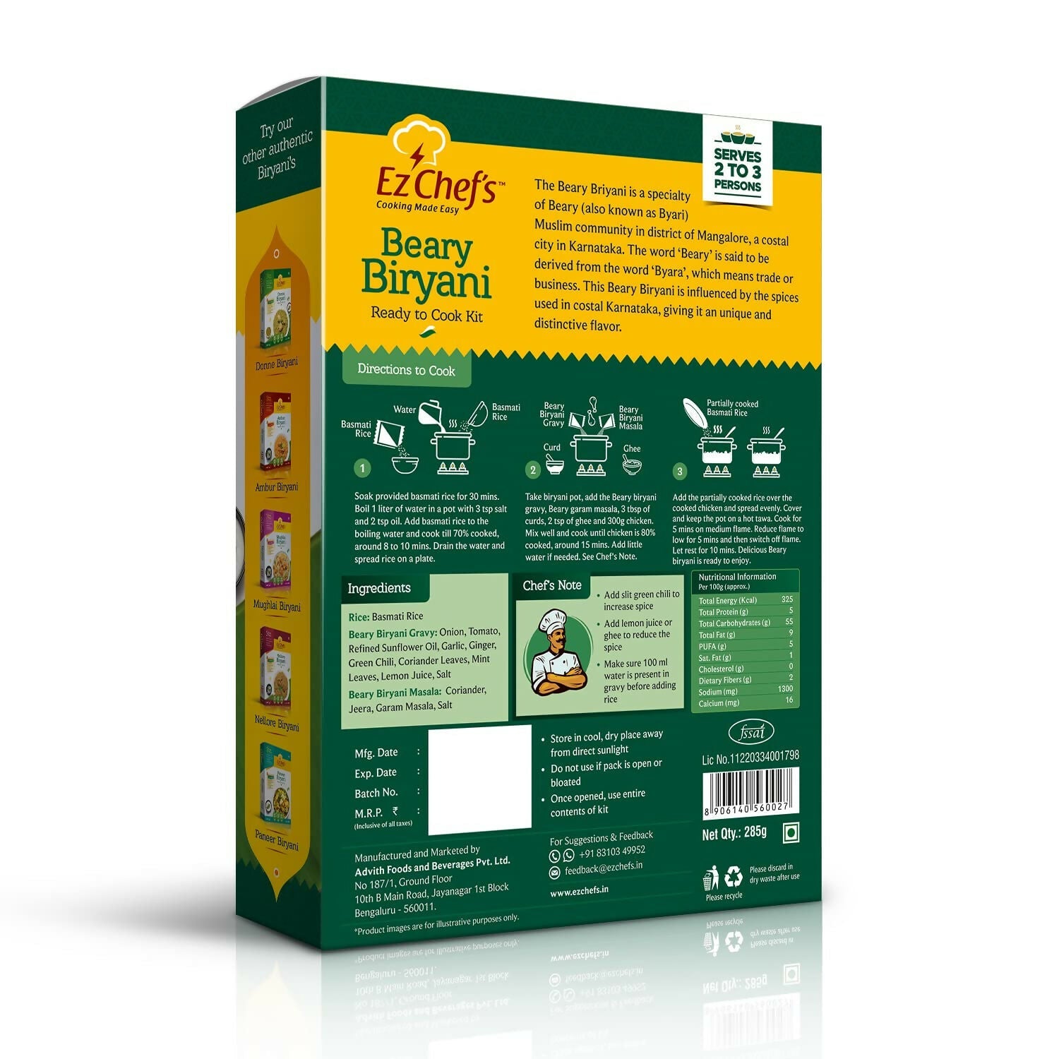 Ez Chef's Beary Biryani Kit - Mangalore's Famous Biryani | Grocsy