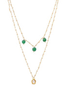 Ruby Raang Gold Kundan and Green Stone Layered Necklace | Grocsy